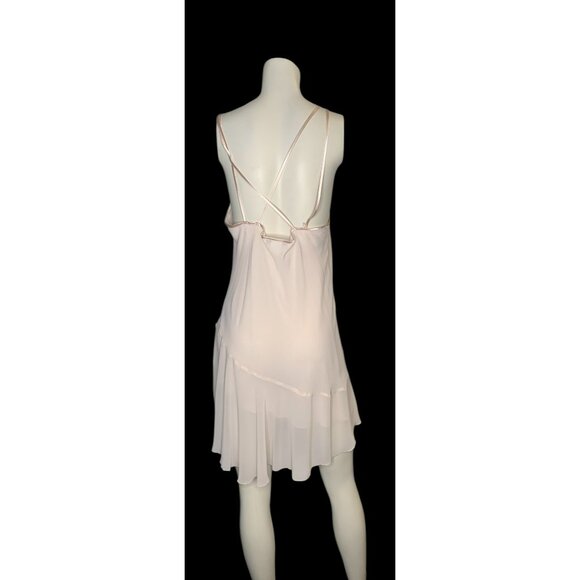 Vtg Linea Donatella Pink Satin Embroidered Lace Robe & Chemise Slip Dress Set S - Picture 5 of 12